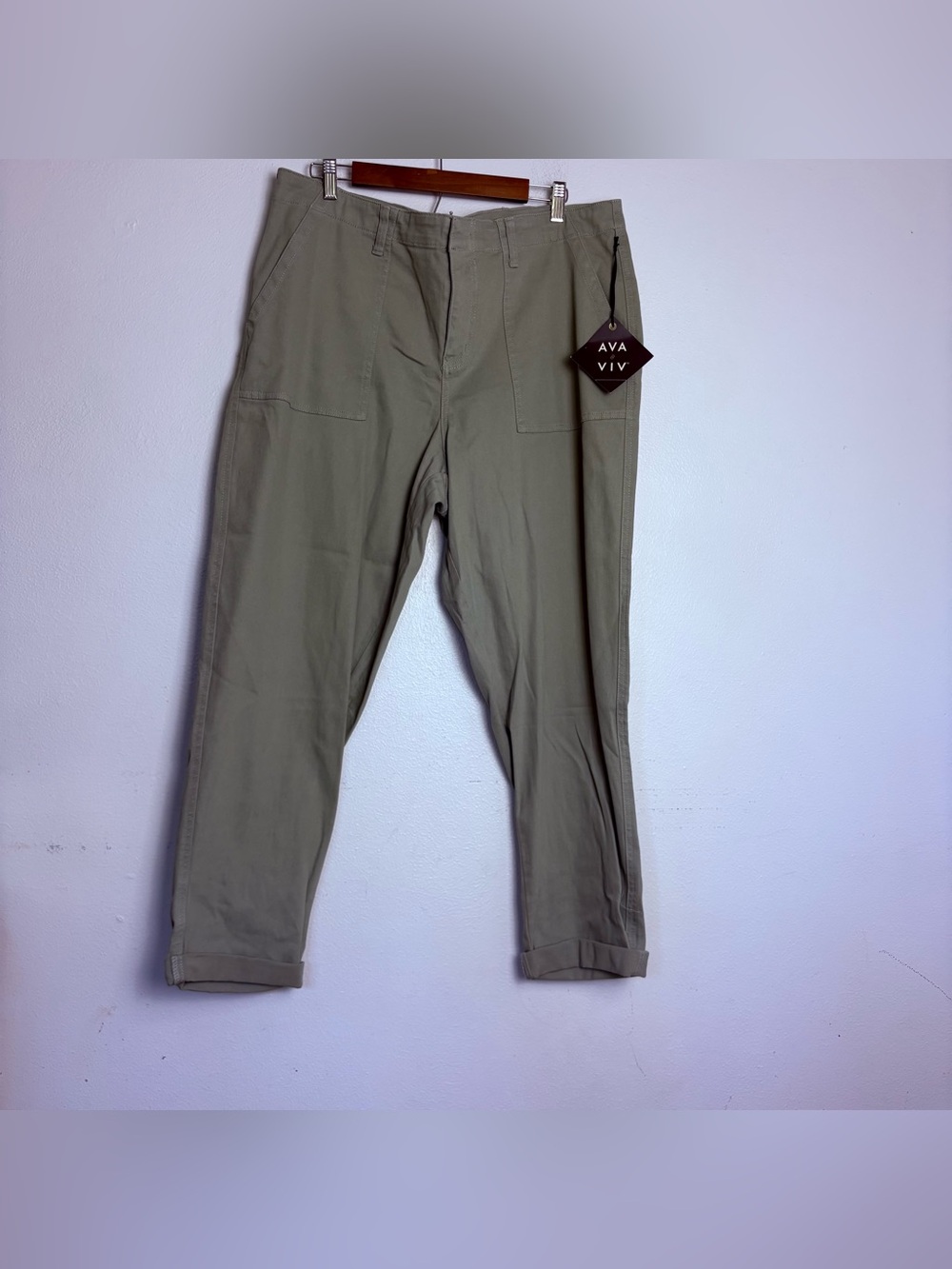 Ava & Viv Olive Green Utility Ankle Pants Casual NWT Size 16W